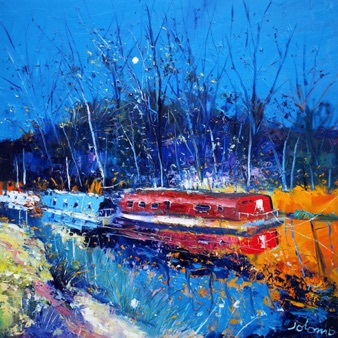 Moonrise reflections Forth and Clyde Canal 24x24